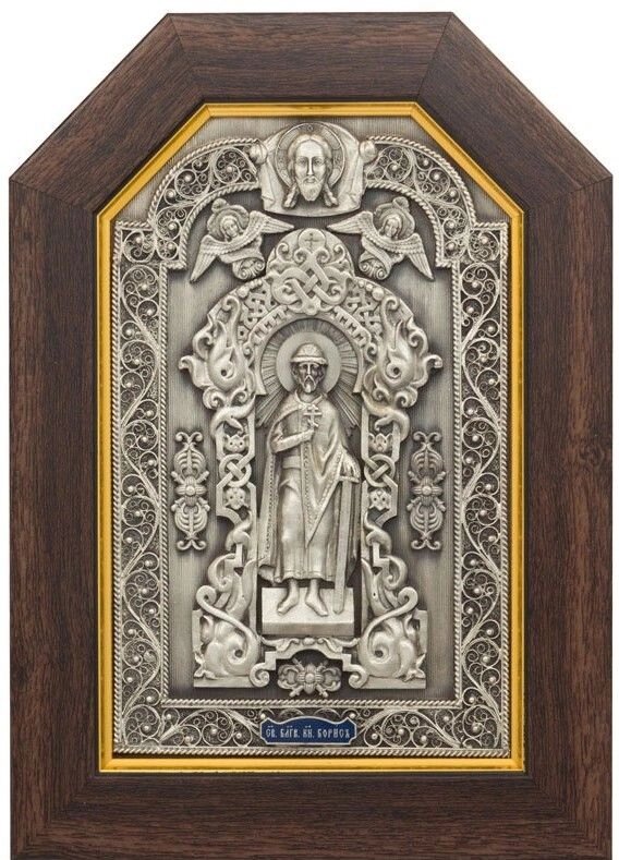Ікона "Святий благовірний князь Борис" зі срібла від компанії Іконна лавка - фото 1