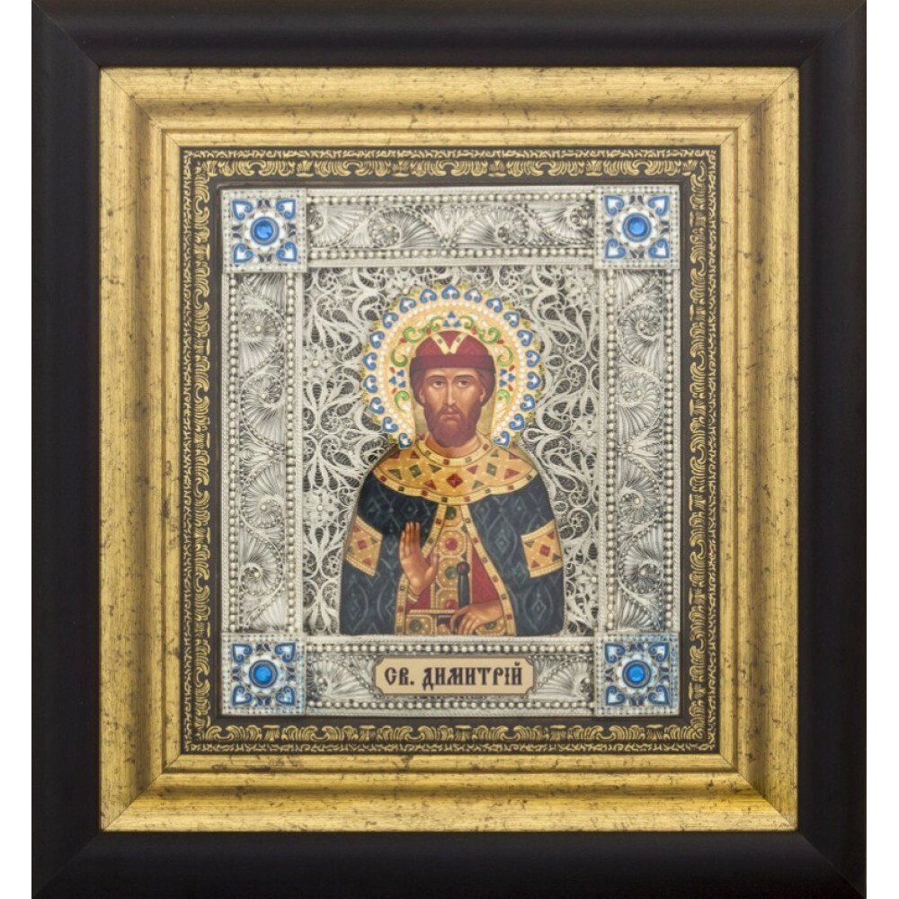 Ікона "Святий благовірний князь Дмитро" зі срібла від компанії Іконна лавка - фото 1
