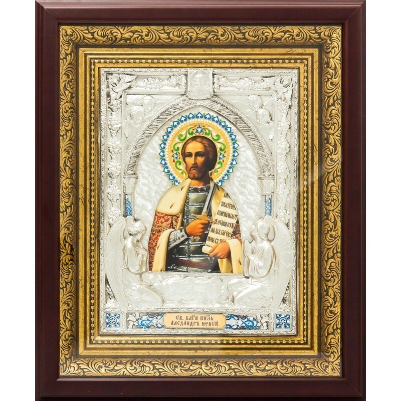 Ікона "Святий благовірний князь Олександр Невський" зі срібла від компанії Іконна лавка - фото 1