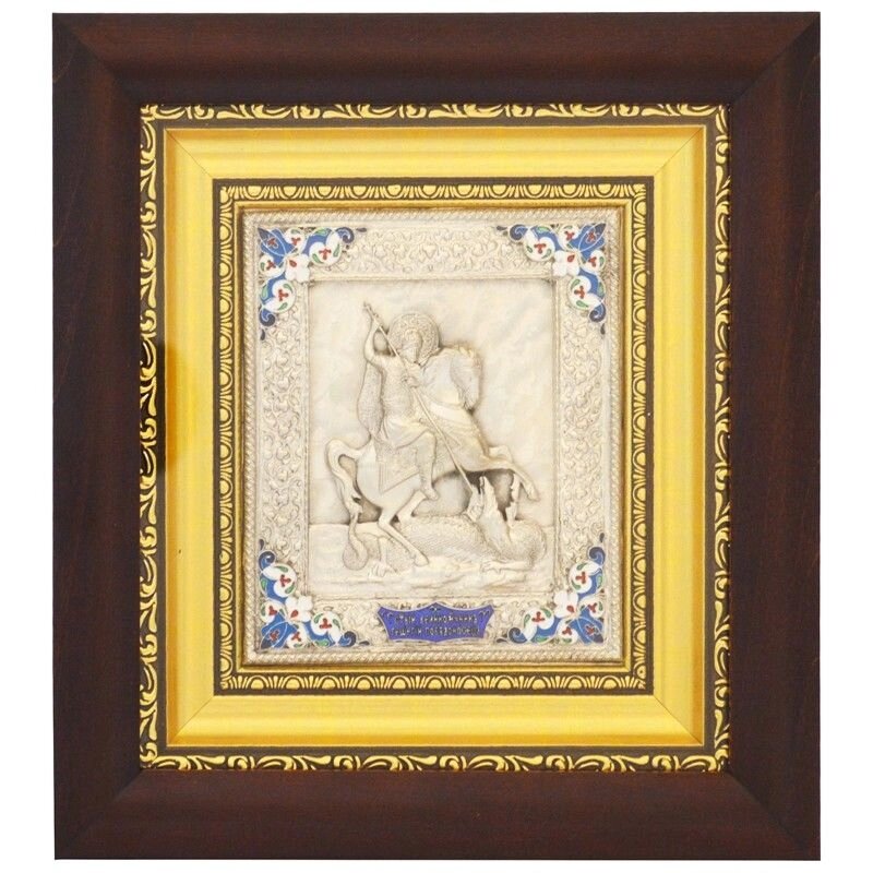 Ікона "Святий Георгій Побідоносець" зі срібла 22х21см від компанії Іконна лавка - фото 1