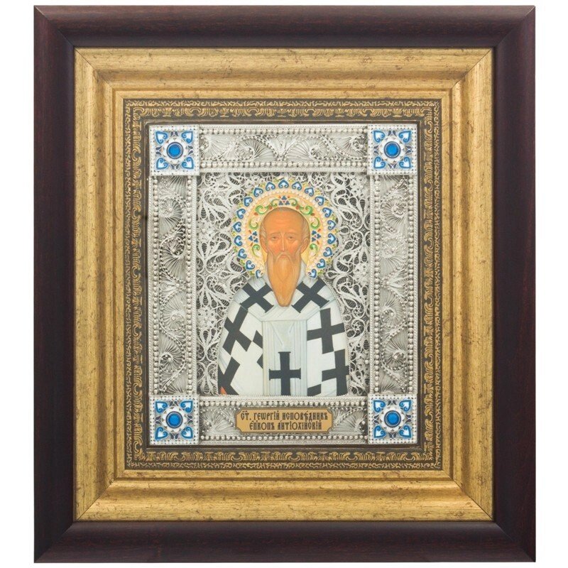 Ікона "Святий Георгій Сповідник, єпископ Антіохійський" зі срібла від компанії Іконна лавка - фото 1