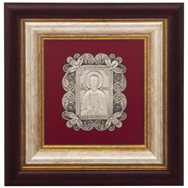 Ікона "Святий Іоанн Воїн" зі срібла 25х21см від компанії Іконна лавка - фото 1