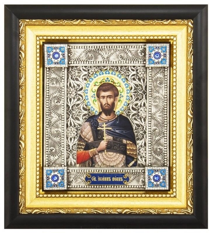 Ікона "Святий Іоанн Воїн" зі срібла від компанії Іконна лавка - фото 1