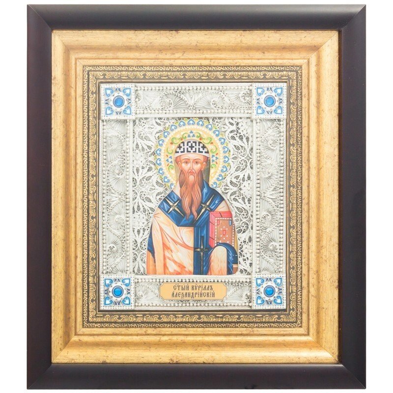 Ікона "Святий Кирило Олександрійський" зі срібла від компанії Іконна лавка - фото 1