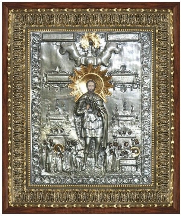 Ікона "Святий князь Олександр Невський" зі срібла від компанії Іконна лавка - фото 1
