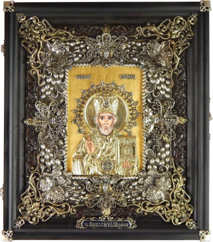 Ікона "Святий Миколай Чудотворець" в кіоті з сусальним золотом від компанії Іконна лавка - фото 1