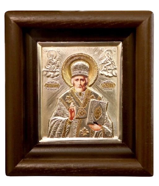Ікона "Святий Миколай Чудотворець" в мідному окладі від компанії Іконна лавка - фото 1