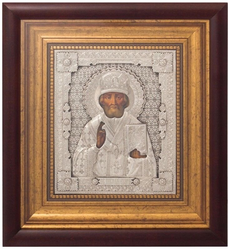 Ікона "Святий Миколай Чудотворець" зі срібла 27х24см від компанії Іконна лавка - фото 1