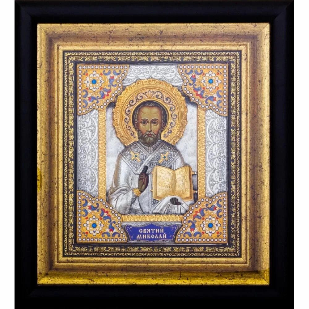 Ікона "Святий Миколай Чудотворець" зі срібла від компанії Іконна лавка - фото 1