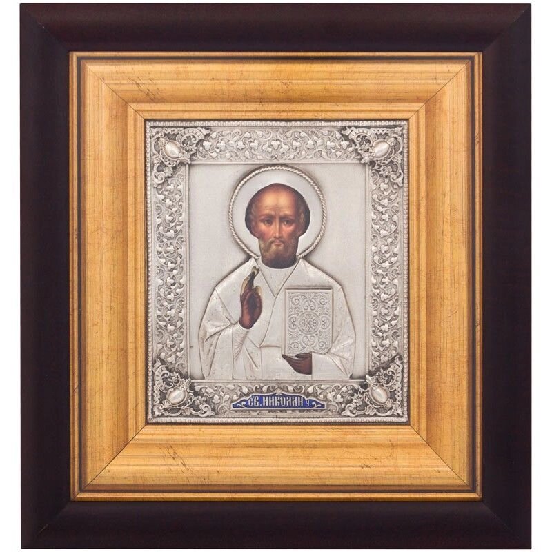 Ікона "Святий Миколай" зі срібла 23х19см від компанії Іконна лавка - фото 1