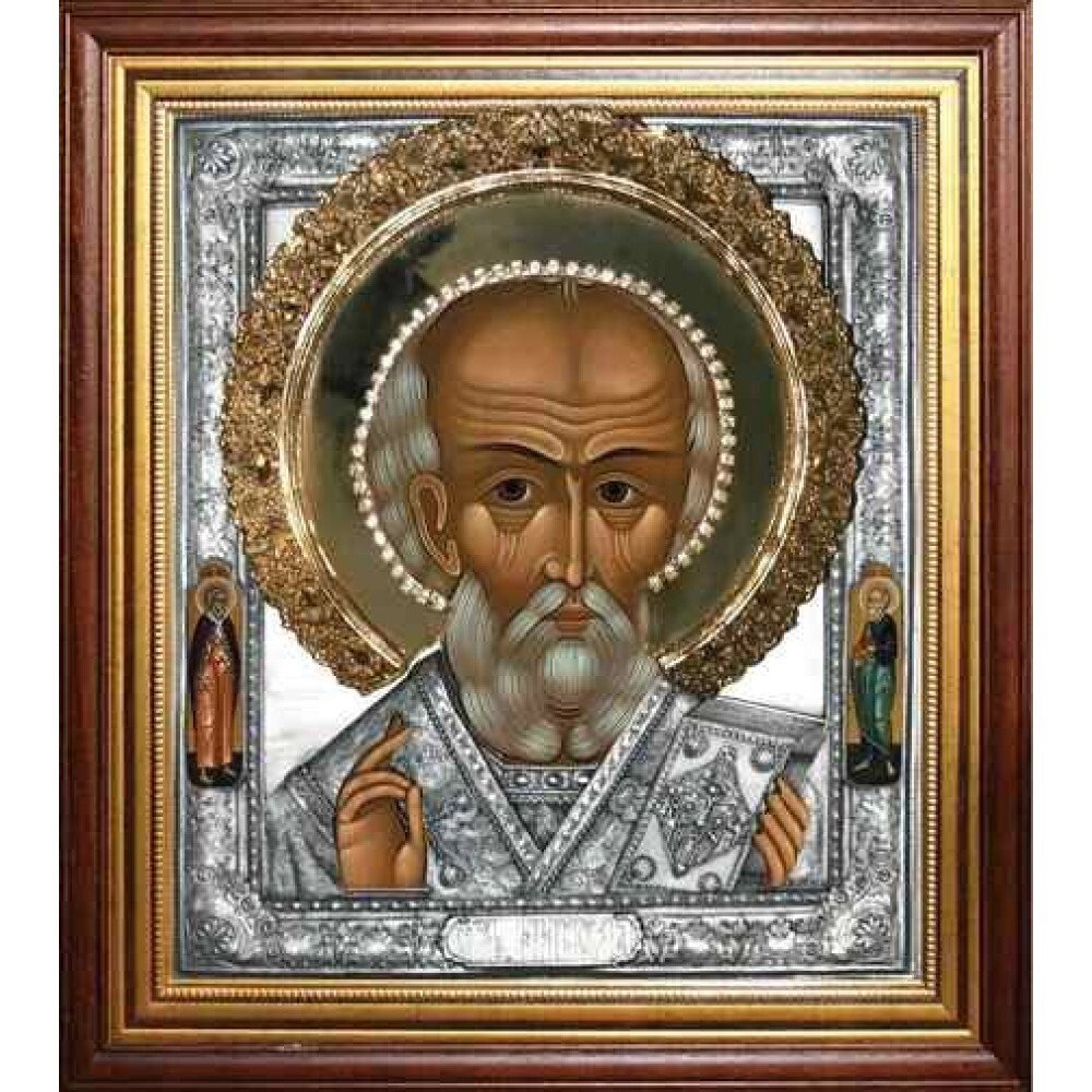 Ікона "Святий Миколай" зі срібла в позолоті від компанії Іконна лавка - фото 1