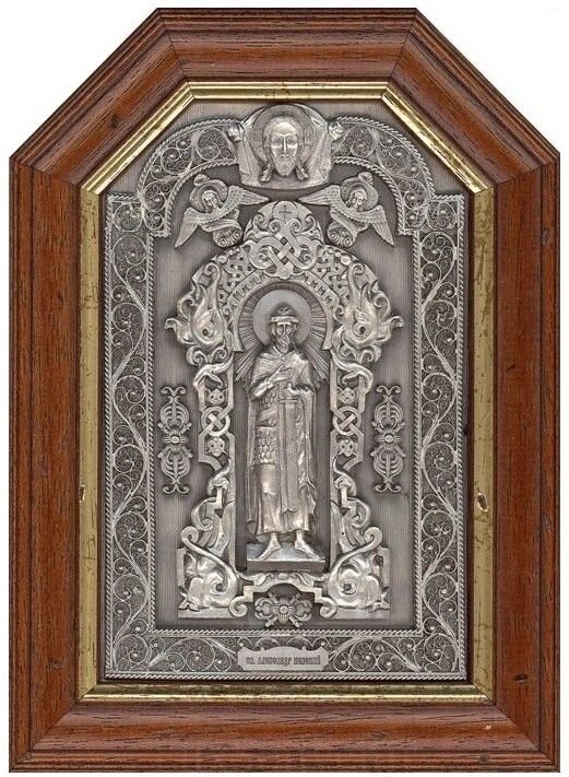 Ікона "Святий Олександр Невський" зі срібла 19х14см від компанії Іконна лавка - фото 1