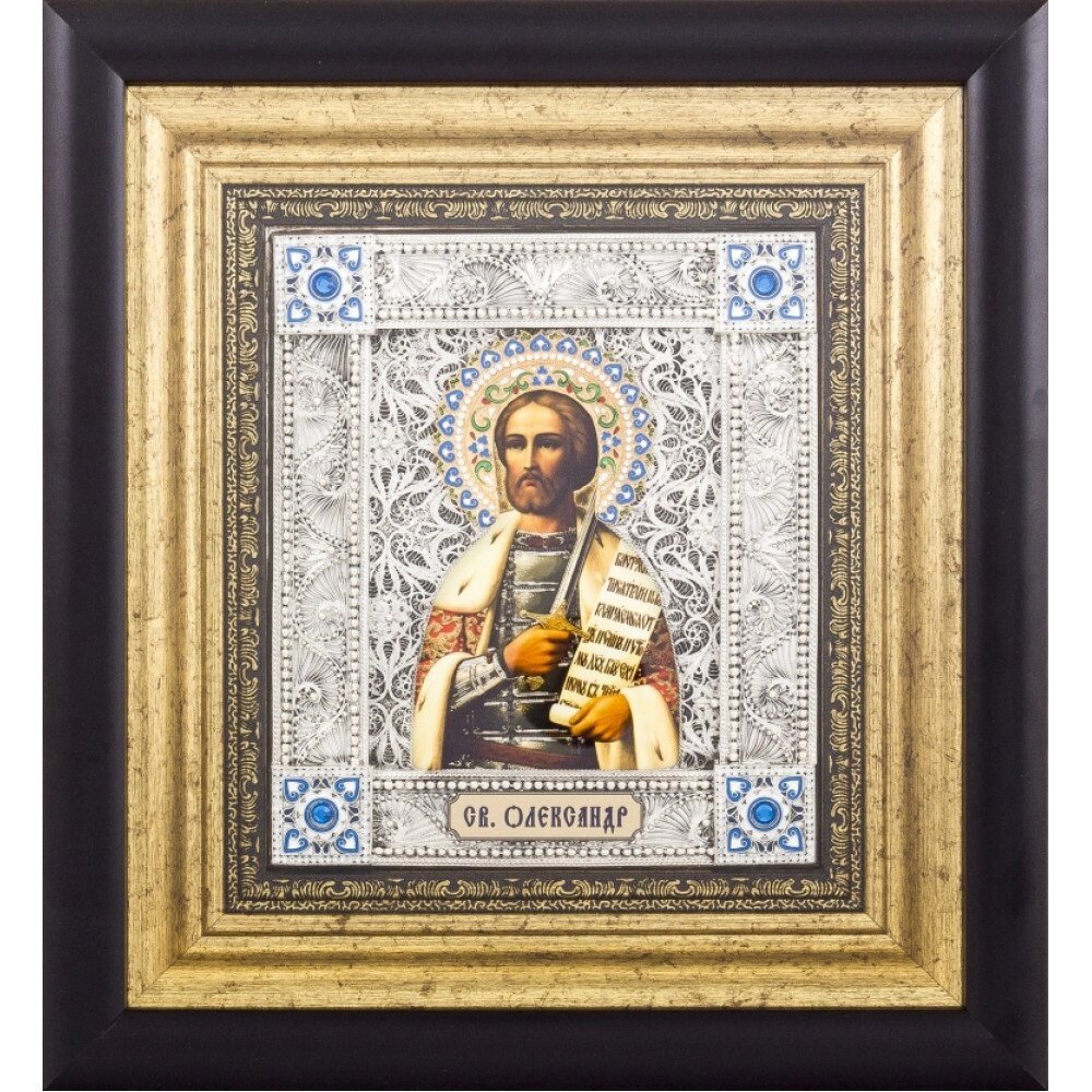 Ікона "Святий Олександр" у сріблі від компанії Іконна лавка - фото 1
