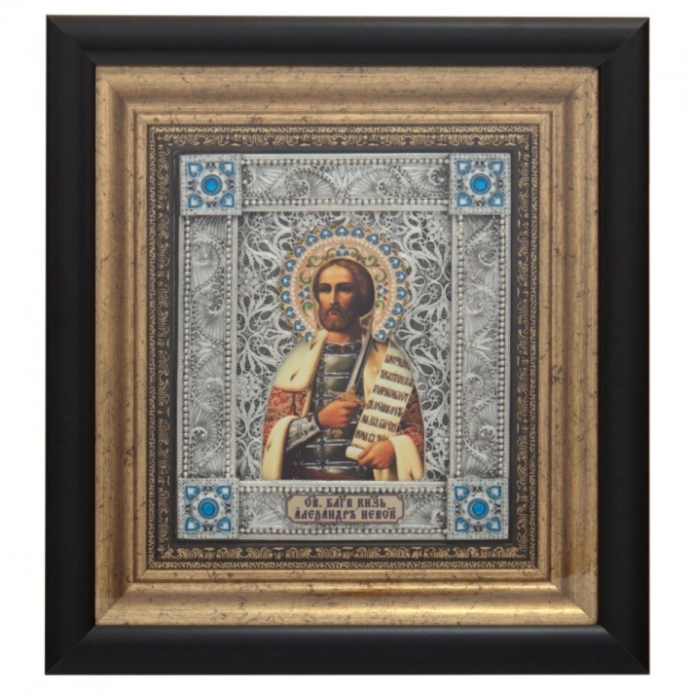 Ікона "Святий Олександр" зі срібла від компанії Іконна лавка - фото 1