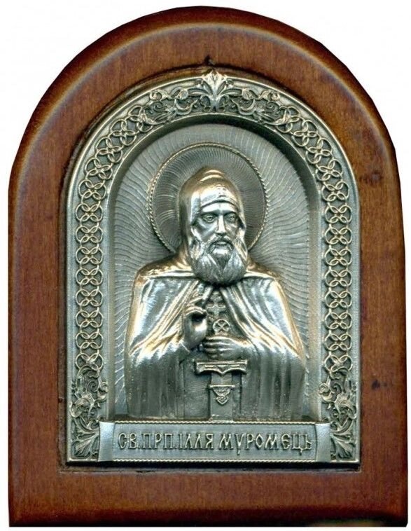 Ікона "Святий праведний Ілля Муромець (Печерський)" зі срібла від компанії Іконна лавка - фото 1