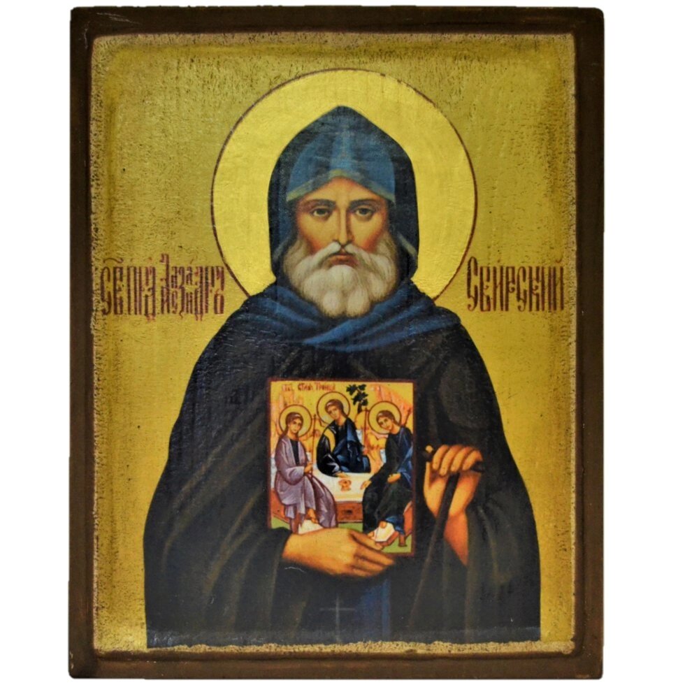 Ікона "Святий праведний Олександр Свірський" на дереві 11х9 см від компанії Іконна лавка - фото 1