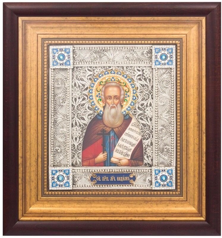 Ікона "Святий преподобний мученик Вадим" зі срібла від компанії Іконна лавка - фото 1