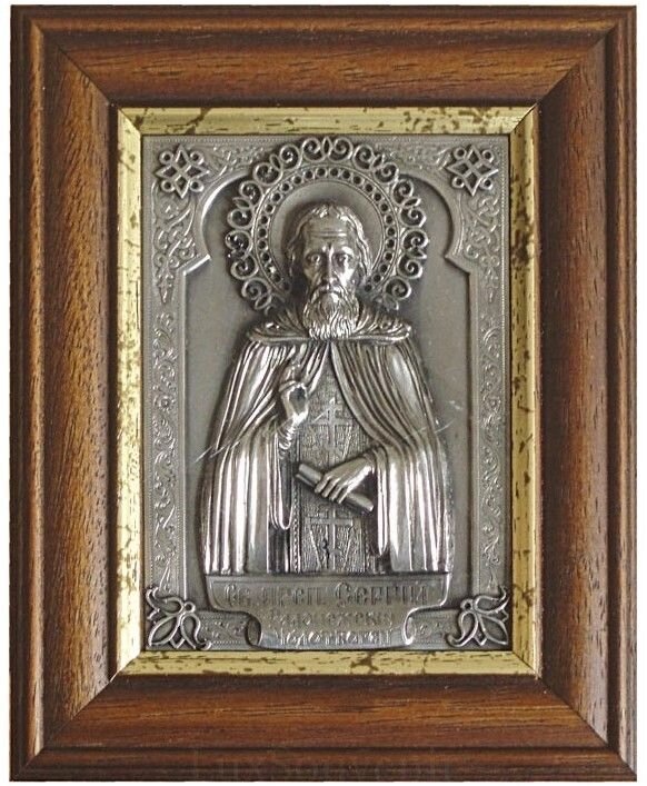 Ікона "Святий преподобний Сергій Радонезький" зі срібла від компанії Іконна лавка - фото 1