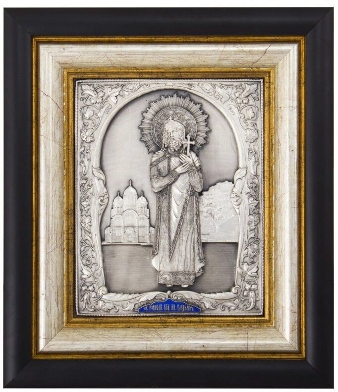 Ікона "Святий рівноапостольний князь Володимир" зі срібла 25х22см від компанії Іконна лавка - фото 1