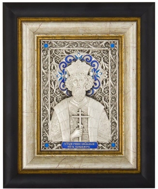Ікона "Святий рівноапостольний князь Володимир" зі срібла від компанії Іконна лавка - фото 1