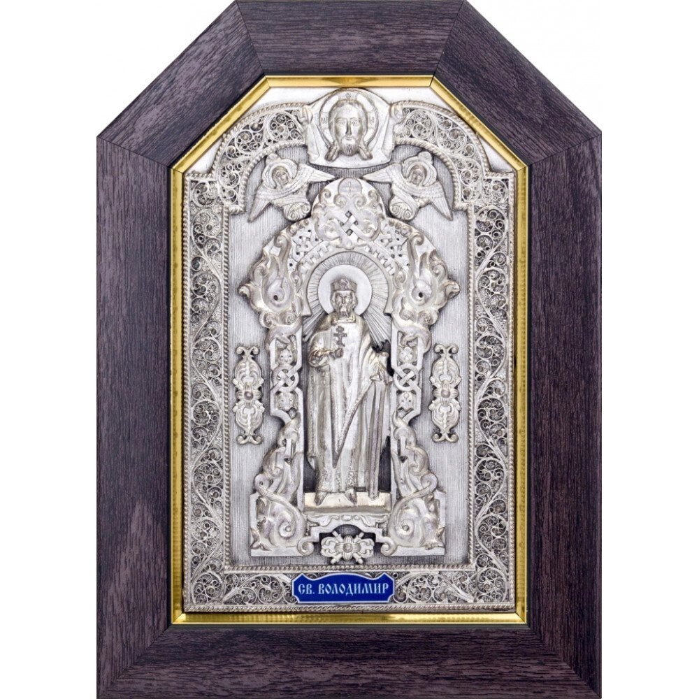 Ікона "Святий рівноапостольний князь Володимир" зі срібла від компанії Іконна лавка - фото 1