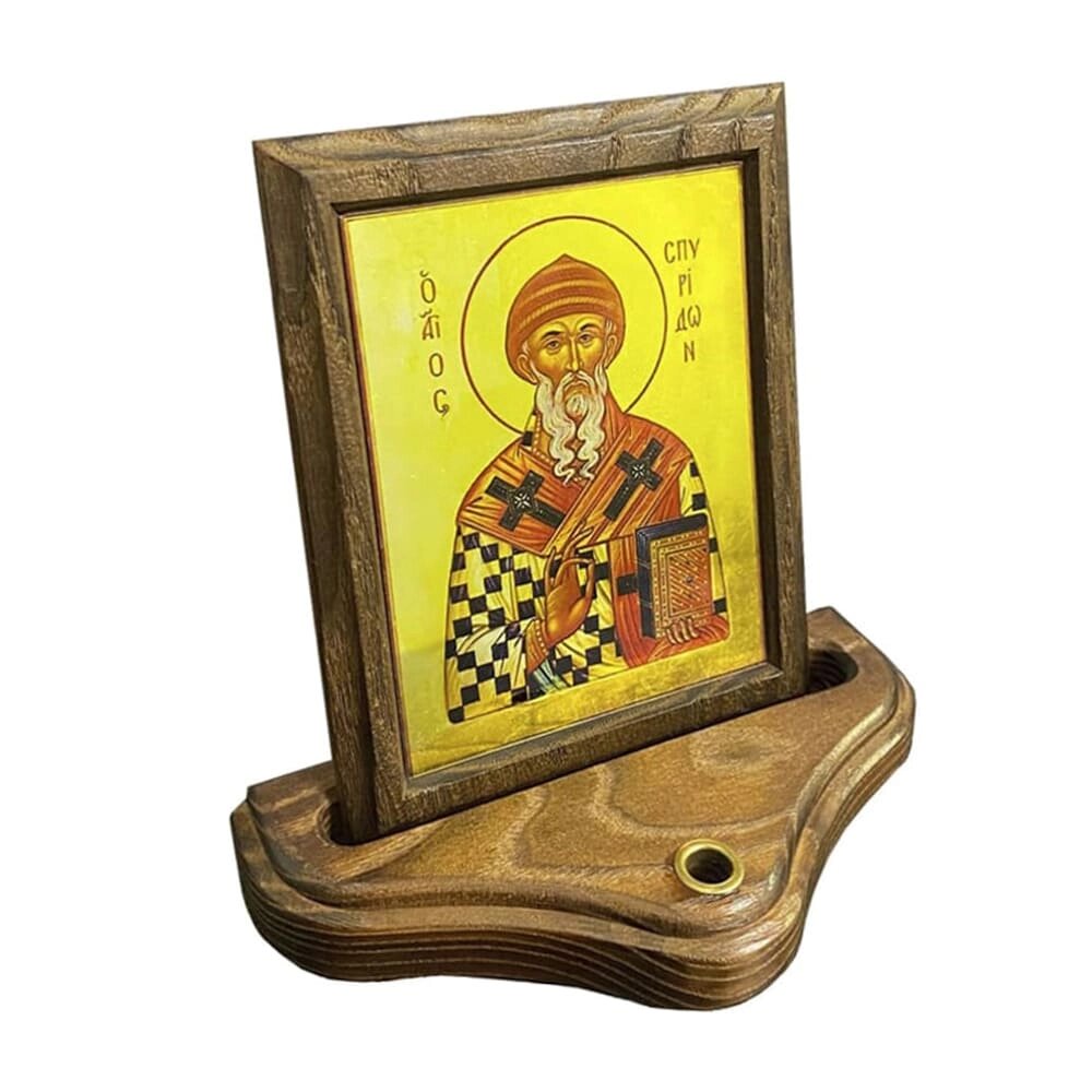 Ікона "Святий Спіридон Триміфунтський" на підставці від компанії Іконна лавка - фото 1