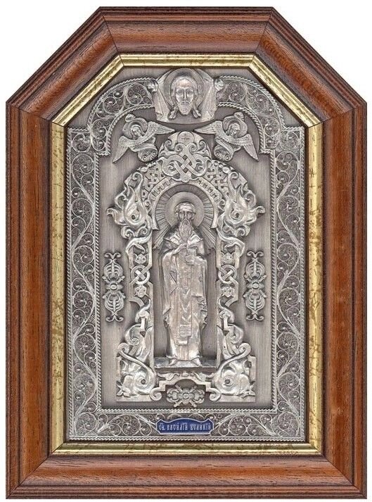 Ікона "Святий Василь Великий" зі срібла 19х14см від компанії Іконна лавка - фото 1
