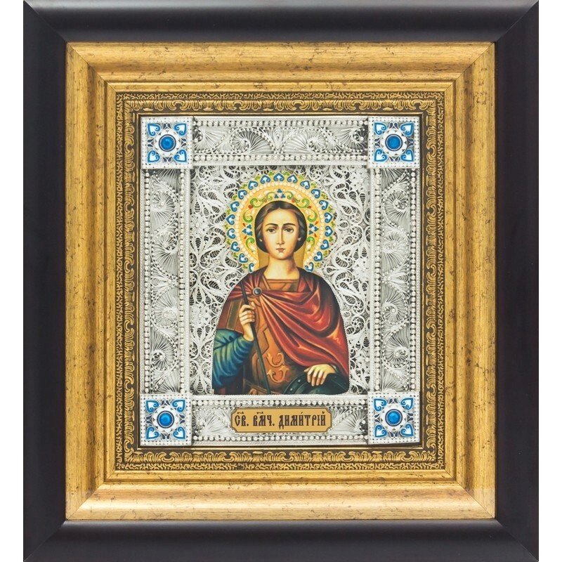 Ікона "Святий великомученик Дмитро" зі срібла від компанії Іконна лавка - фото 1