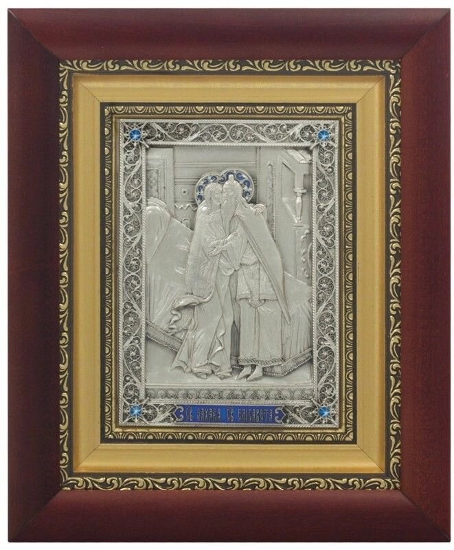 Ікона "Святий Захарій і Свята Єлисавета" зі срібла від компанії Іконна лавка - фото 1