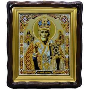Ікона Святий Миколай Чудотворець лист по склу 26х23 см