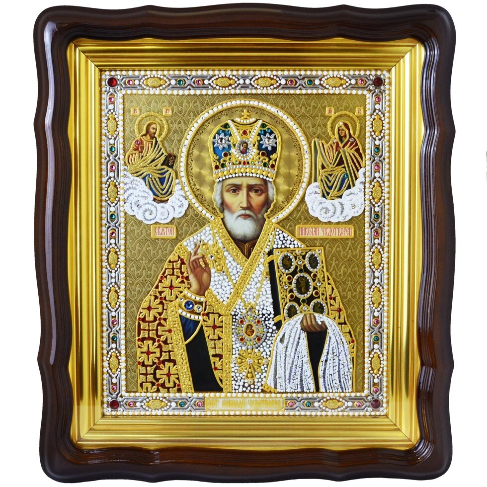 Икона "Святой Николай" письмо по стеклу від компанії Іконна лавка - фото 1