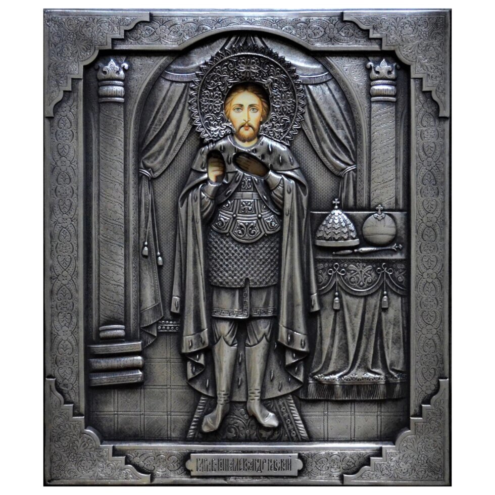 Ікона в сріблі "Святий Олександр Невський" від компанії Іконна лавка - фото 1