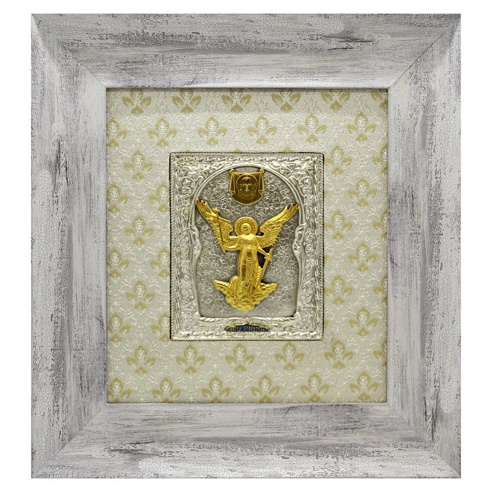 Ікона "Янгол Охоронець" на тканинному фоні в позолоті від компанії Іконна лавка - фото 1