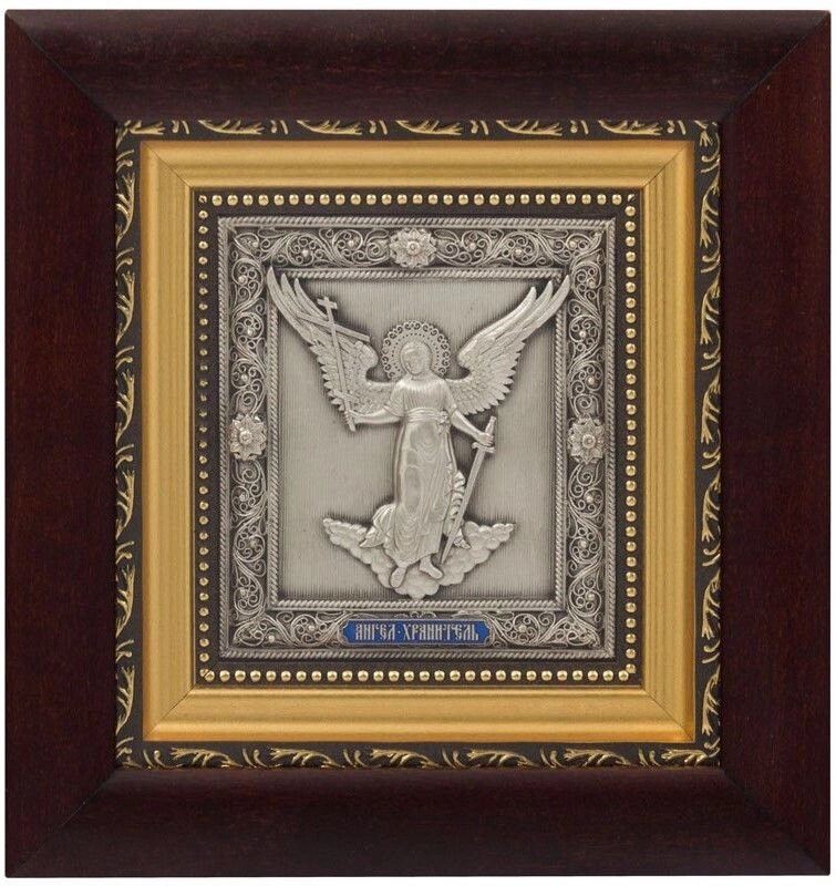 Ікона "Янгол Охоронець" зі срібла 14х13см від компанії Іконна лавка - фото 1