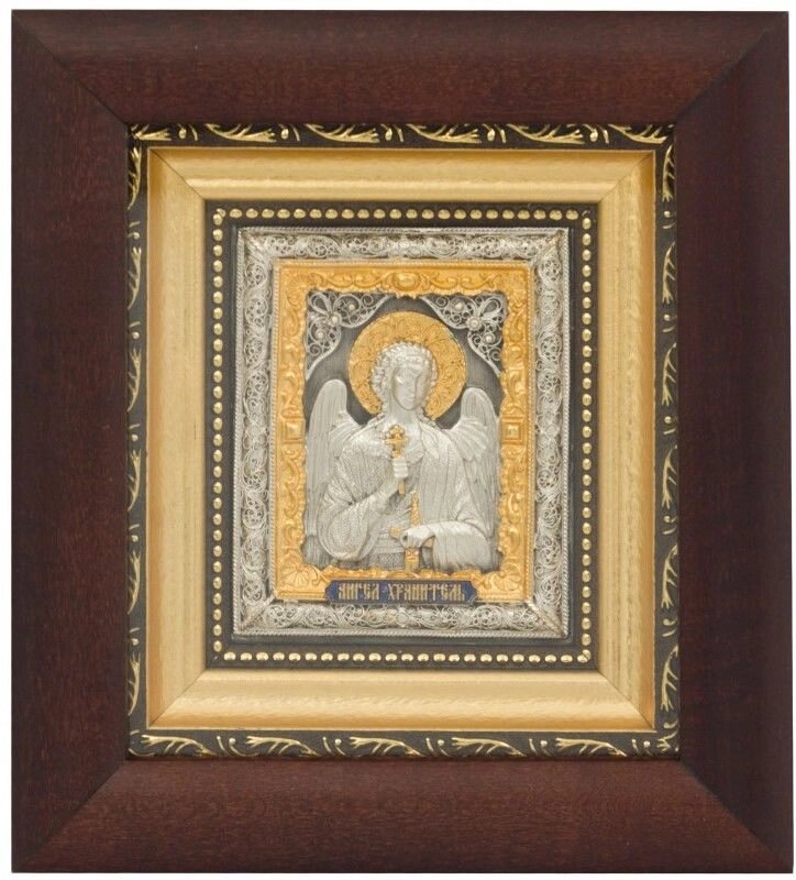 Ікона "Янгол Охоронець" зі срібла 15х13см від компанії Іконна лавка - фото 1