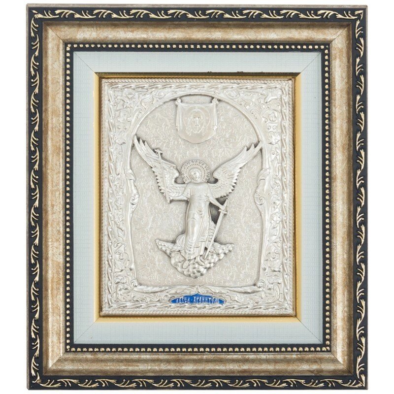 Ікона "Янгол Охоронець" зі срібла 18х16см від компанії Іконна лавка - фото 1