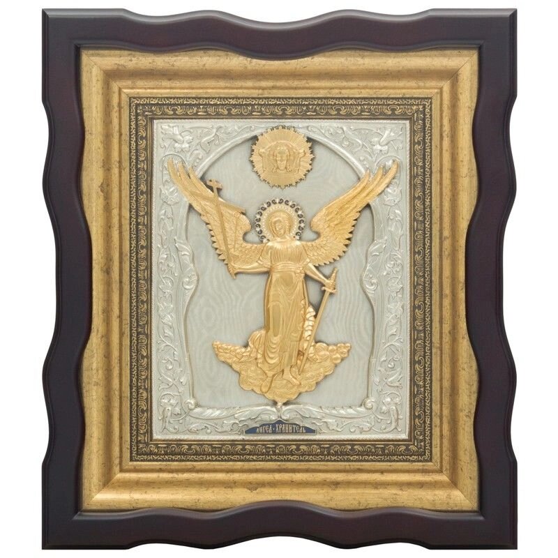 Ікона "Янгол Охоронець" зі срібла в фігурній рамі від компанії Іконна лавка - фото 1