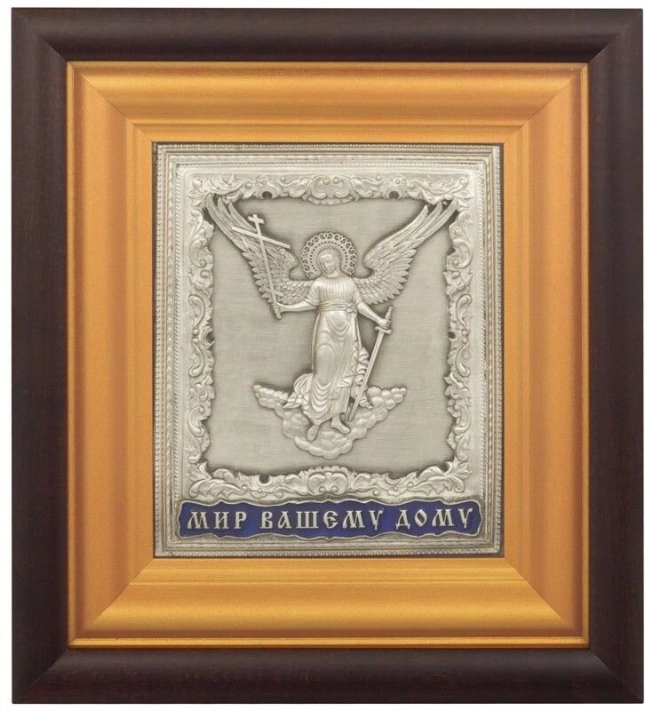 Ікона Янгола Охоронця "Мир вашому дому" зі срібла від компанії Іконна лавка - фото 1