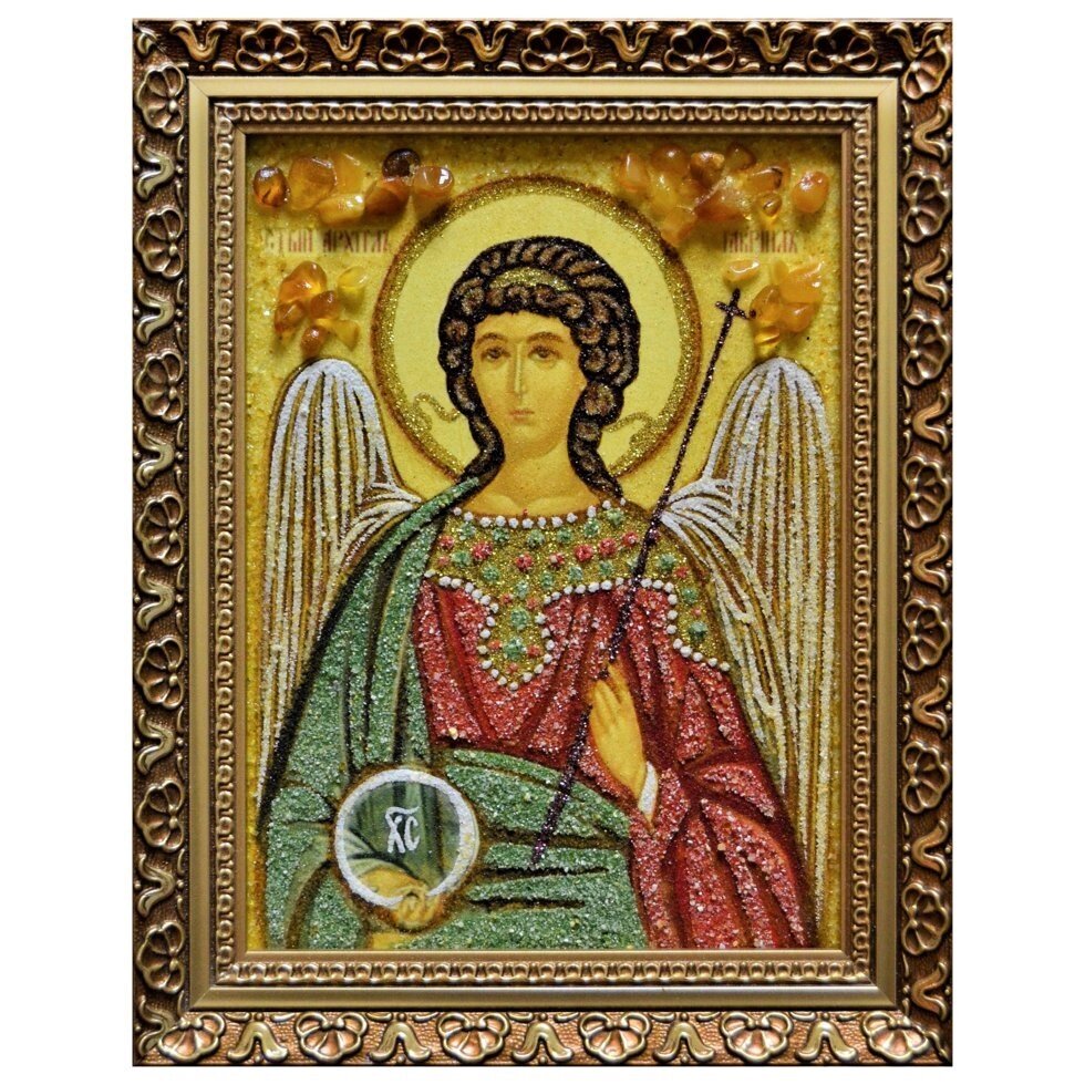 Ікона з бурштину Архангел Гавриїл 15x20 см від компанії Іконна лавка - фото 1