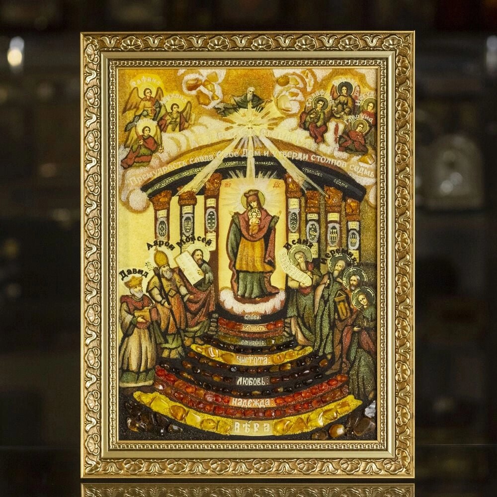 Ікона з бурштину Богоматір Софія - Премудрість Божа 20x30 см від компанії Іконна лавка - фото 1