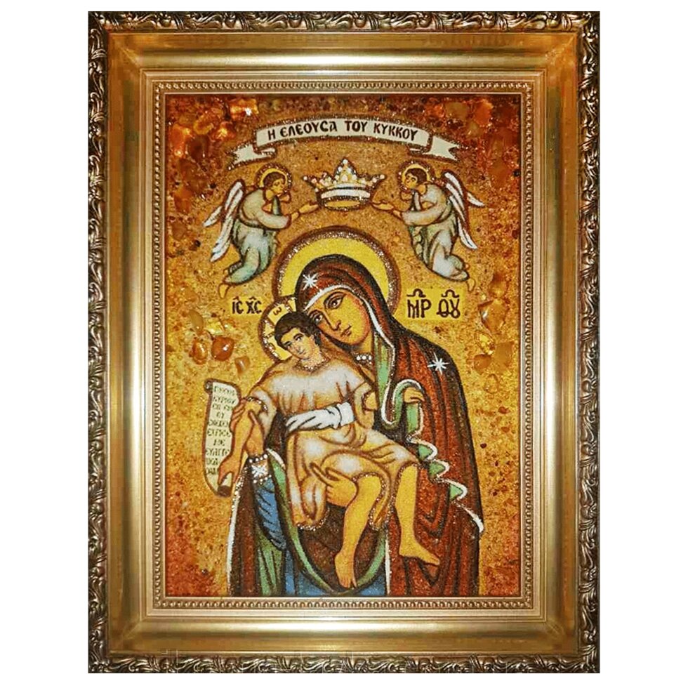 Ікона з бурштину Божа Матір Достойно є 15x20 см від компанії Іконна лавка - фото 1