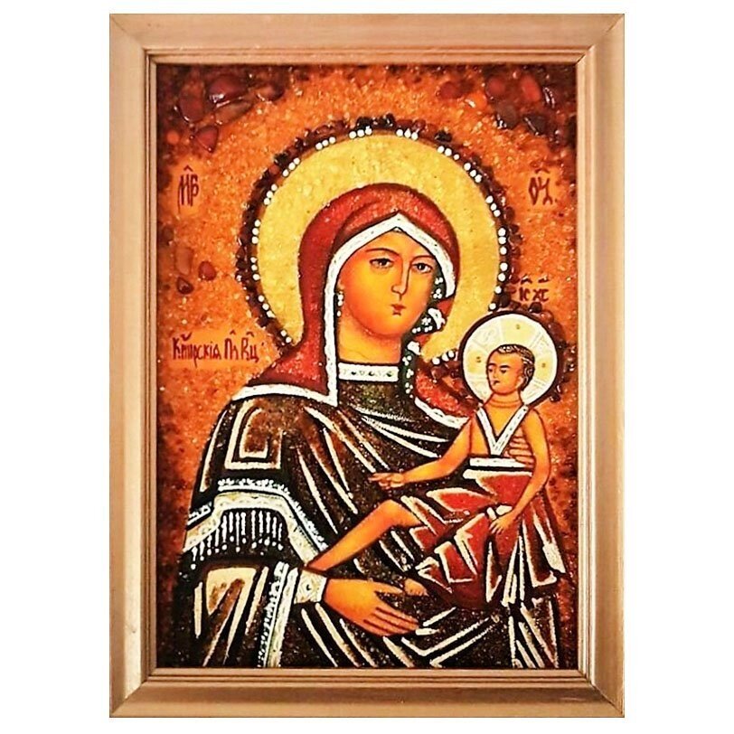 Ікона з бурштину Пресвята Богородиця Кіпрська 15x20 см від компанії Іконна лавка - фото 1