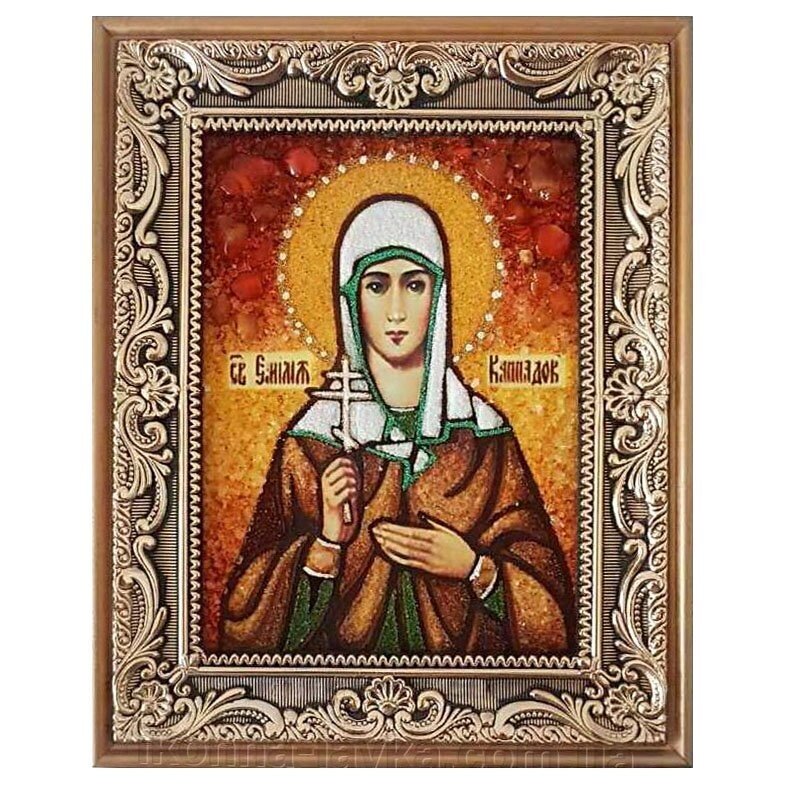 Ікона з бурштину Свята Емілія Каппадокійська 15x20 см від компанії Іконна лавка - фото 1