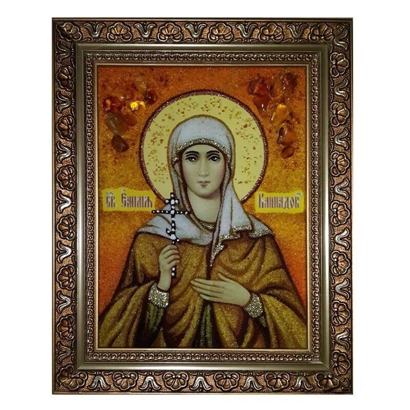 Ікона з бурштину Свята Емілія Кесарійський 15x20 см від компанії Іконна лавка - фото 1