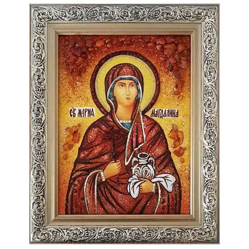 Ікона з бурштину Свята мироносиця Марія Магдалина 15x20 см від компанії Іконна лавка - фото 1