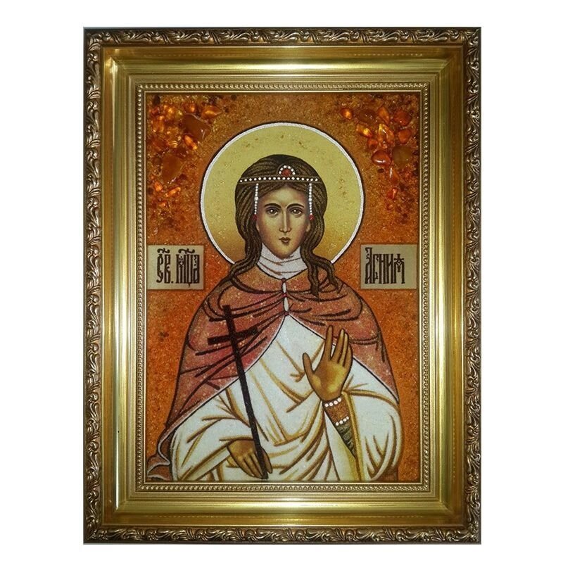 Ікона з бурштину Свята мучениця Агнія (Анна) 15x20 см від компанії Іконна лавка - фото 1