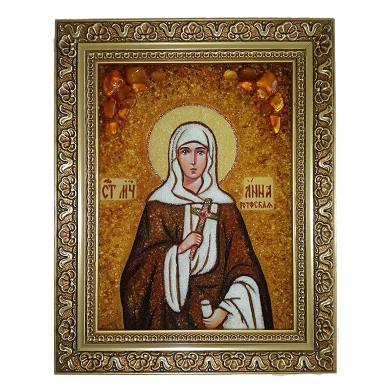 Ікона з бурштину Свята мучениця Анна Готфського 15x20 см від компанії Іконна лавка - фото 1