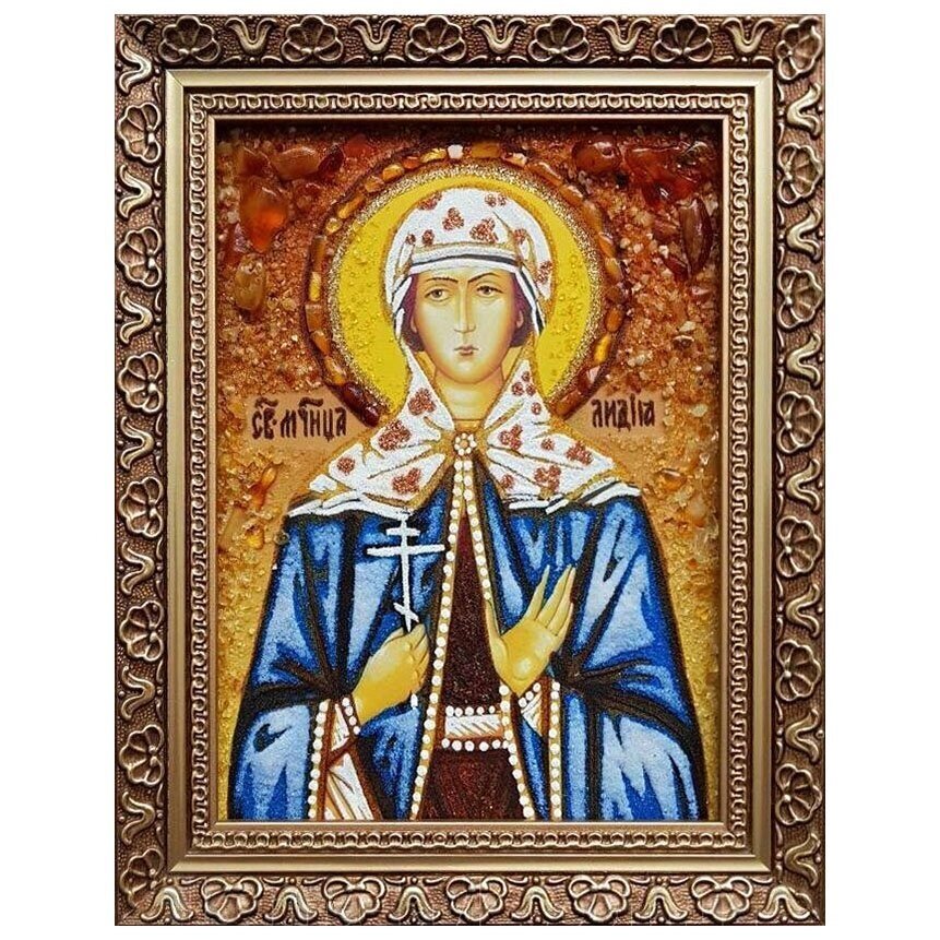 Ікона з бурштину Свята мучениця Лідія 15x20 см від компанії Іконна лавка - фото 1
