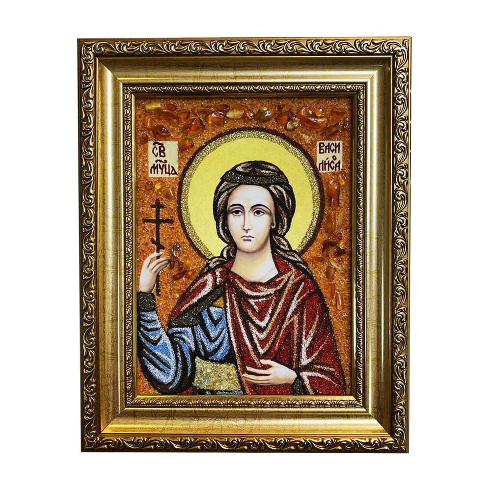 Ікона з бурштину Свята мучениця Василиса 15x20 см від компанії Іконна лавка - фото 1