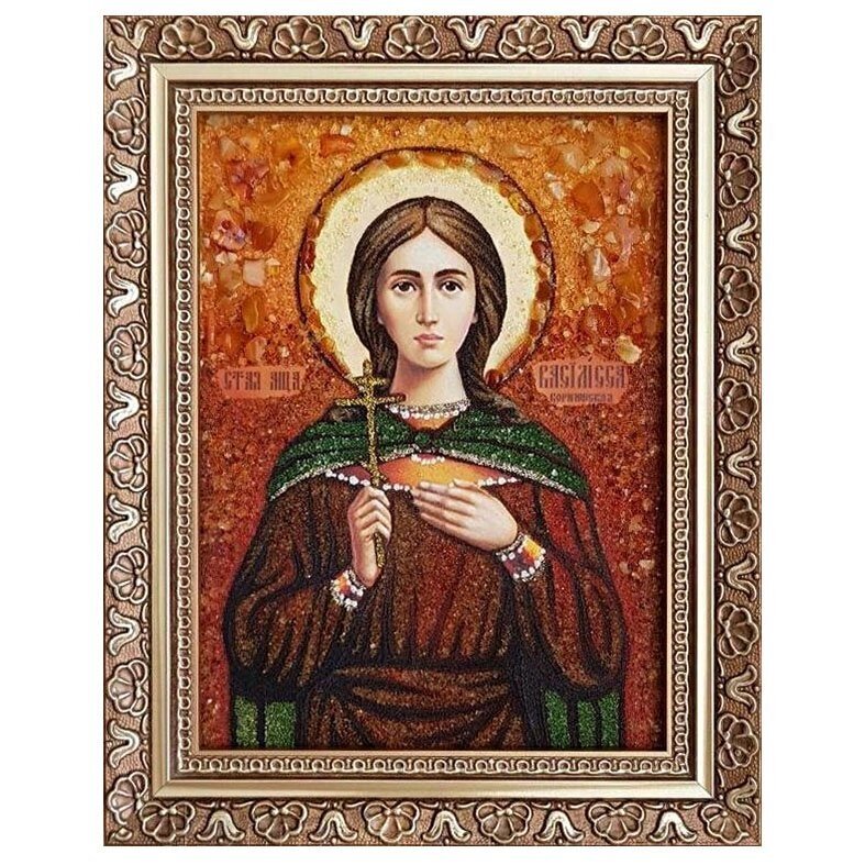Ікона з бурштину Свята мучениця Василиса Нікомидійського 15x20 см від компанії Іконна лавка - фото 1